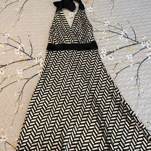 Gold and black halter style dress